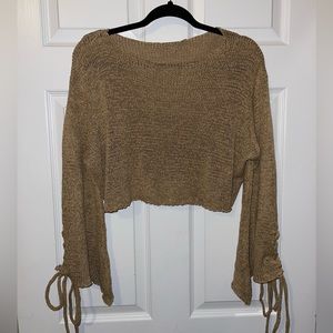 Brown/Gold Crop Top Sweater